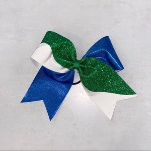 Blue Green & White Shimmery Allstar Cheer Bow